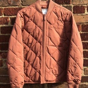 Frank and Oak quilted bomber in dusty rose